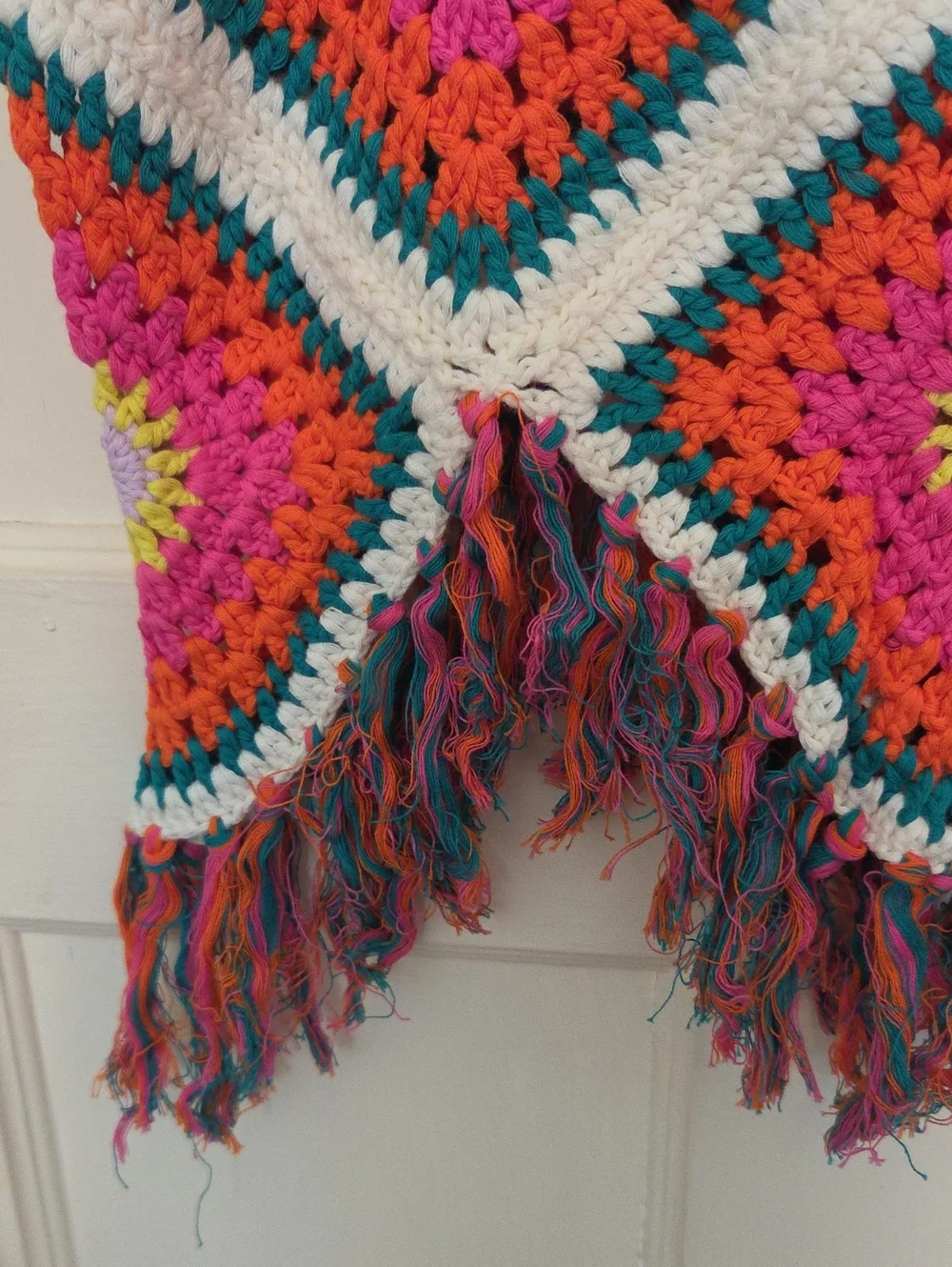 Self Contrast Dixie Crochet Camisole Knit Fringe Hem Top In Happy Colors SZ Med - Picture 8 of 16